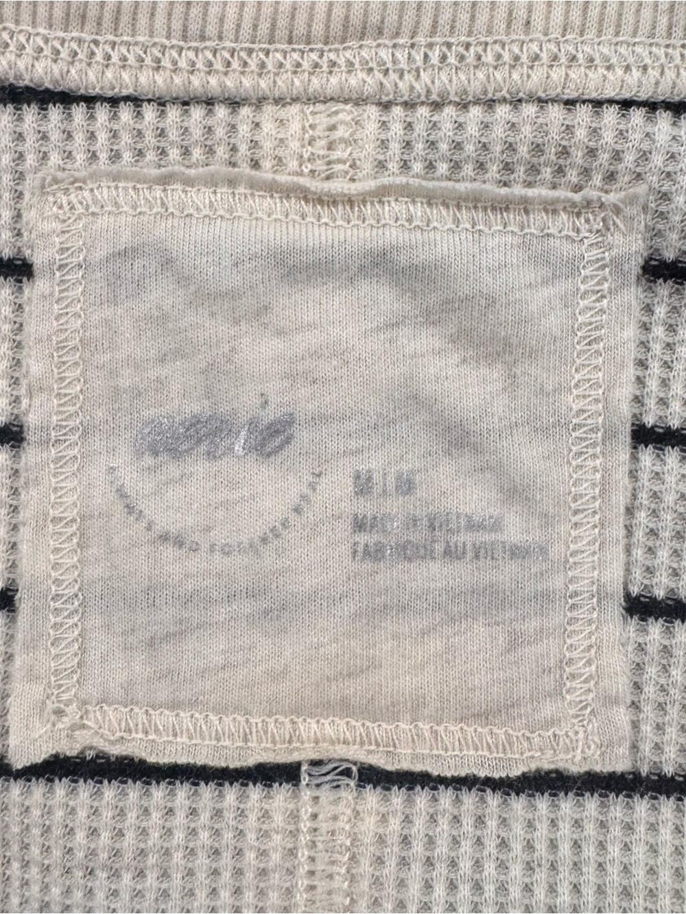aerie Beige Striped Scoop Neck Long Sleeve Henley - Picture 11 of 13